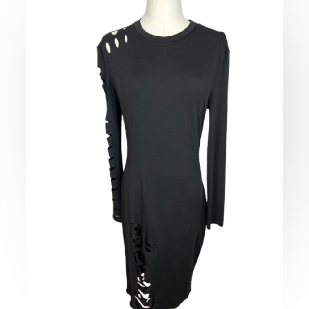 Black Long Sleeve Cut-Out Dress